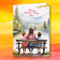 Cute Watercolor Mom & Children | Mother's Day Card