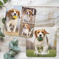 Personalized 4 Photo Collage Modern Pet Puppy Dog Keychain