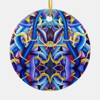 Contemporary Blue Abstract - Depth Illusion Ceramic Ornament