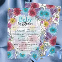 Elegant Radiant Bohemian Flowers Baby in Bloom  Invitation