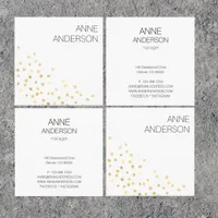 Gold Dots Confetti Simple Minimal White  Square Business Card