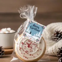 Holly & Berry Wreath Blue Snowy Forest Christmas Favor Tags