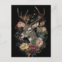 Pretty Deer With a Floral Wreath Postcard