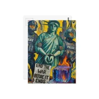 protesting lady liberty arrested by police  postcard
