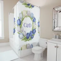 Serenity in Bloom Pastel Tulip Floral Home Decor Shower Curtain