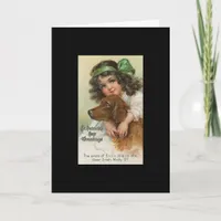 Vintage Girl and Dog St. Patrick's Day Card