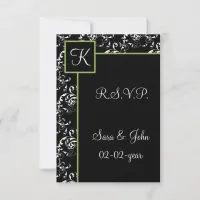 mod damask wedding R.S.V.P standard 3.5 x 5 RSVP Card