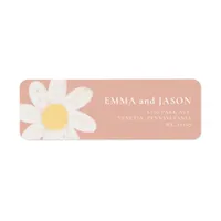 Boho Pink Daisy Floral Return Address Label