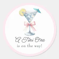 A Tini One Is on the Way Martini Baby Shower Classic Round Sticker