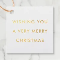 Rainbow colored backdrop Merry Christmas Gold Foil Favor Tags