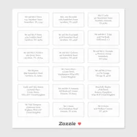 18 Recipient Wedding Guest Name Addresses Serif Sticker