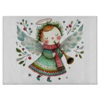 Cute Angel Folk Art Style Cutting Board