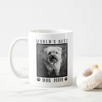 World's Best Dog Mom Paw Prints Black White Photo Coffee Mug
