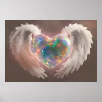 *~* Flashy Opal Heart Angel Wings AP78  Poster