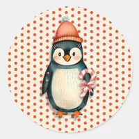 Merry Christmas  | Vintage Penguins Christmas Classic Round Sticker