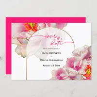 Save the Date | Bold Beautiful Scarlet Peony  Invi Invitation