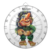 Scandinavian Funny Troll Illustration Watercolor Dart Board