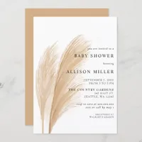 Rustic Gender Neutral Boho Pampas Baby Shower  Invitation