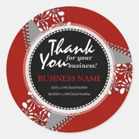 Business Thank You Bold Red + Silver sticker