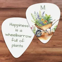 Garden Lover's Wheelbarrow of Plants Monogrammed Guitar Pick