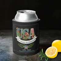 250 Years of Freedom Elegant Patriotic Black Can Cooler