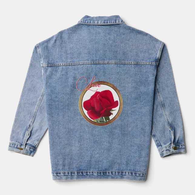 Love - Red rose Painting  Denim Jacket