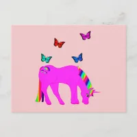 Purple Unicorn & Butterflies Postcard