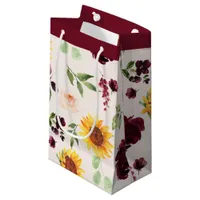 Fall Sunflowers and Burgundy Roses Bridal Shower Small Gift Bag