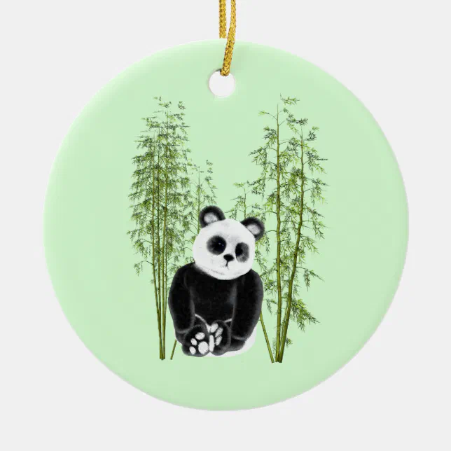 Cute Panda Sitting in Bamboo