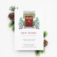 New Home Christmas Door New Address Moving  Holiday Postcard