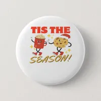 Tis The Season Christmas Retro Characters Button
