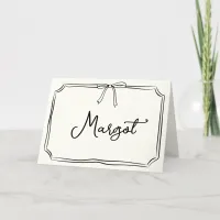 Handwritten Custom Name Coquette Bow Notecard