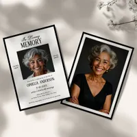 Elegant Modern Black & White 2-Photo Funeral Invitation
