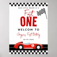 Fast One Race Car Boy 1st Birthday Welcome Signs