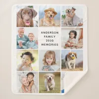 Family Personalized Modern 11 Pictures Collage  Sherpa Blanket
