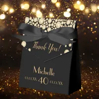 40th birthday party black gold thank you name favor boxes