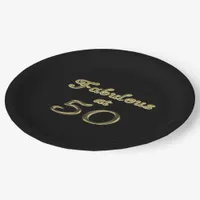 Fifty Years Fabulous at 50 Gold Typography Age 50 Paper Plates