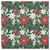 Poinsettia Floral Christmas Holiday Fabric