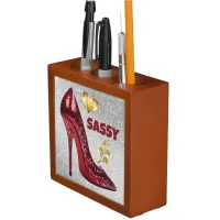 Red & Gold on silver High Heel Shoe | Desk Organizer