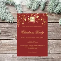 Red gold stars company logo Christmas Party Invitation