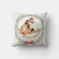 Baby First Christmas Custom 2-Photo & Birth Stats Throw Pillow