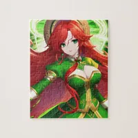 St. Patricks Day Anime Woman Jigsaw Puzzle