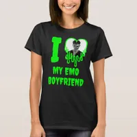 I Love My Emo Boyfriend Dripping Green Heart Photo T-Shirt