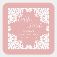 Pink Talavera Cielito Lindo Girl Baby Shower Square Sticker