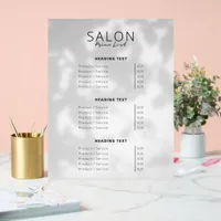 Modern Minimalist Beauty Salon Price List Acrylic Sign