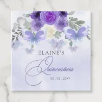 Rustic Floral Purple Lilac Butterflies Quinceanera Favor Tags