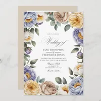 Muted Periwinkle, Buttercream, and Greige Wedding Invitation
