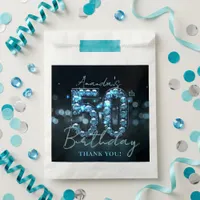 Glamorous Teal Blue Diamonds Sparkle 50th Birthday Favor Bag