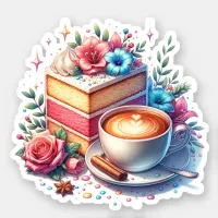 Coffee and Birthday Cake Sticker