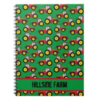 Cute Farmer Countryside Tractor in Field Patterned Notebook